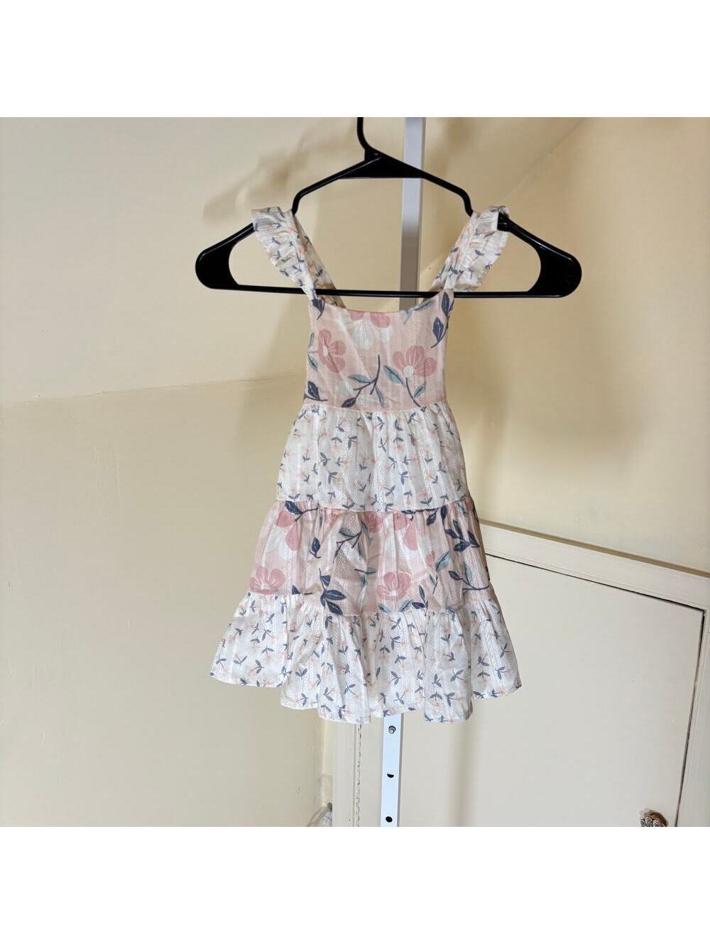 Catherine Maladrino NWT Toddler Girls' Tiered White Pink Floral Dress Size 24M